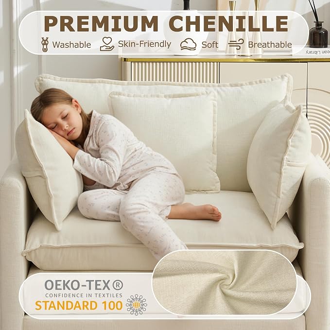 Modular Sectional Sofa Cloud Couch, Deep Seat Washable Chenille Fabric Sofa - Image 4