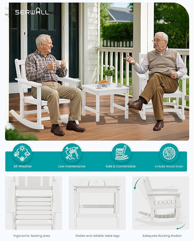 SERWALL Outdoor Rocking Chairs Set of 2 - Image 8