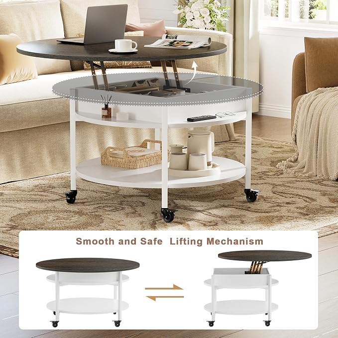 FABATO Round Lift Top Coffee Table - Image 4