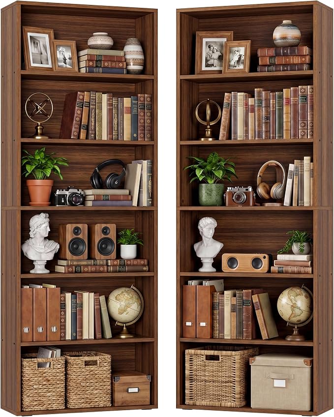 IRONCK Bookshelves and Bookcases Set of 2 Floor Standing 6 Tiers Display by IRONCK