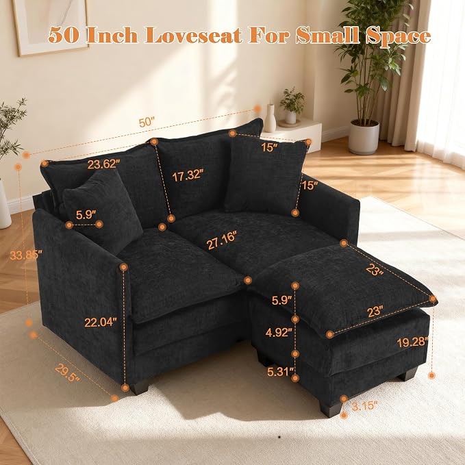 Loveseat Sofa with Ottoman - Image 2