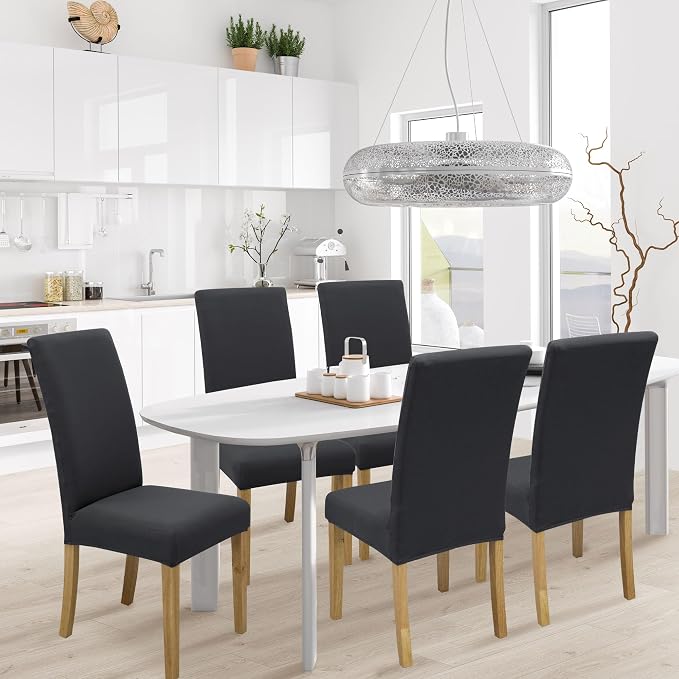 BIETYONE Stretch Dining Chair Covers Set of 8, Soft Removable Washable Kitchen - Image 2