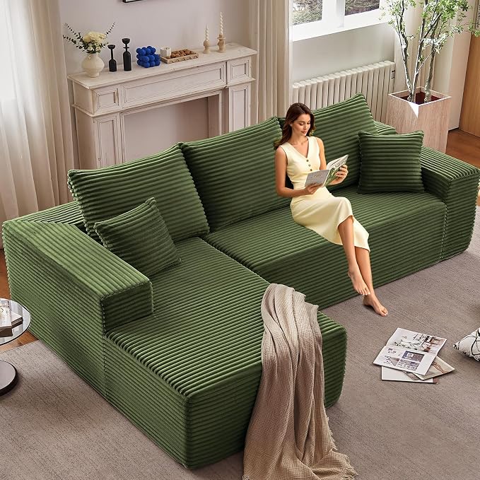 108” Cloud Sectional Couch, Boneless Sofa by ODUWA