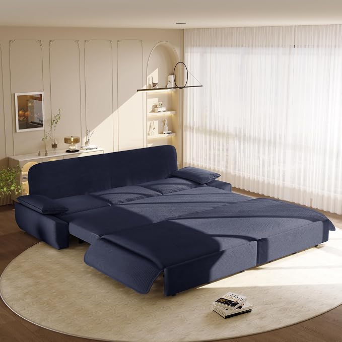 KEIKI 94.5'' King Size Pull Out Sleeper Sofa, 3-in-1 Convertible Futon Couch by KEIKI