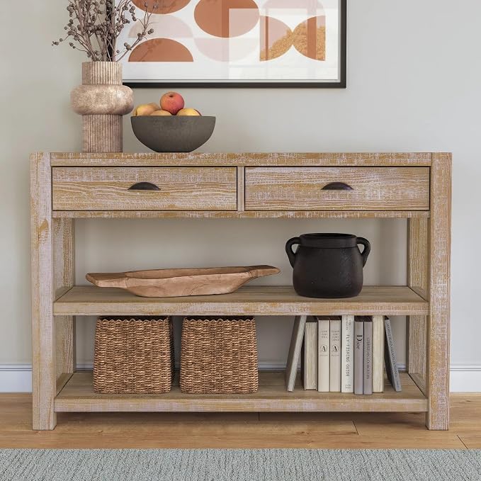 Grain Wood Furniture Montauk Console Table, Solid Wood by GrainWoodFurniture