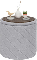 PINPLUS Ottoman with Stroage Round Boucle Ottoman and Tray Sherpa Removable by PINPLUS