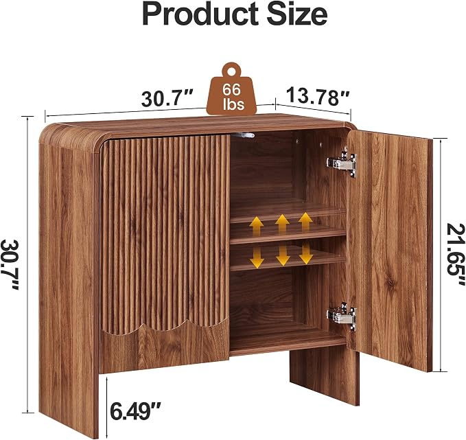 FurSch Fluted Sideboard Buffet Cabinet, Mid Century Modern Storage Cabinet - Image 2