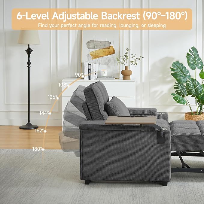 Auvsoce 3-in-1 Folding Convertible Sofa Bed Set of 2, Sleep Couch - Image 7