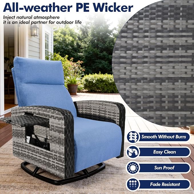 ZZW Outdoor Recliner Chair Set of 2, Wicker Patio Recliners - Image 5