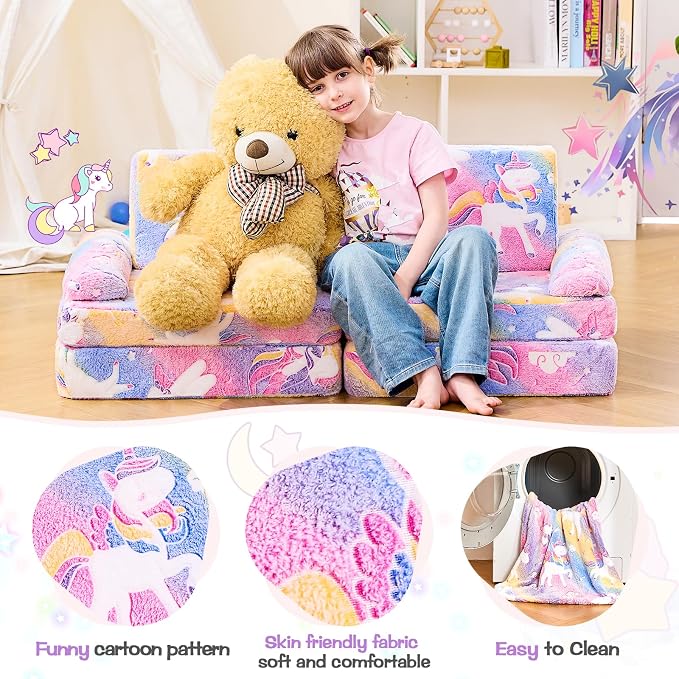 IFNOW Modular Kids Play Couch, Convertible & Washable Toddler Foam Couch Kids - Image 4