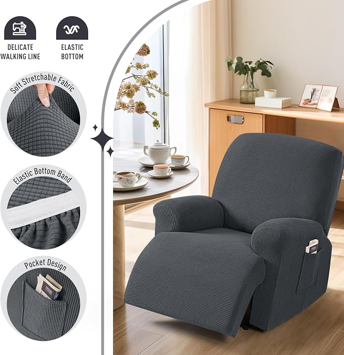 TAOCOCO Oversized Recliner Chair Covers, 1 Seater Streach Recliner Covers Soft - Image 3