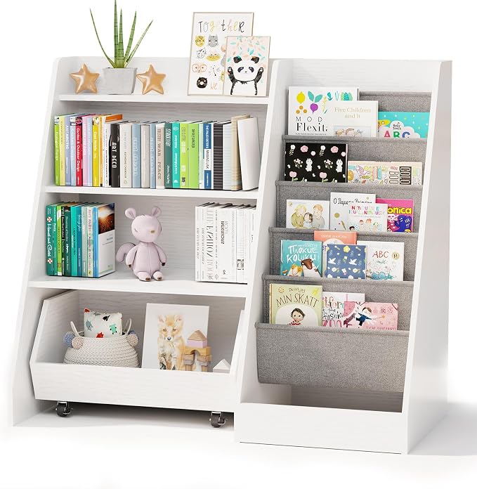COZPAW Kids Bookshelf and Toy Storage, 4 Tier Toddler Bookshelf by COZPAW