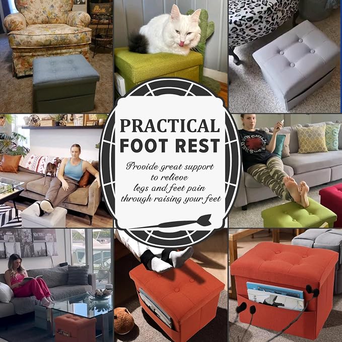 LINMAGCO Storage Ottoman Folding Foot Stool Foot Rest - Image 4