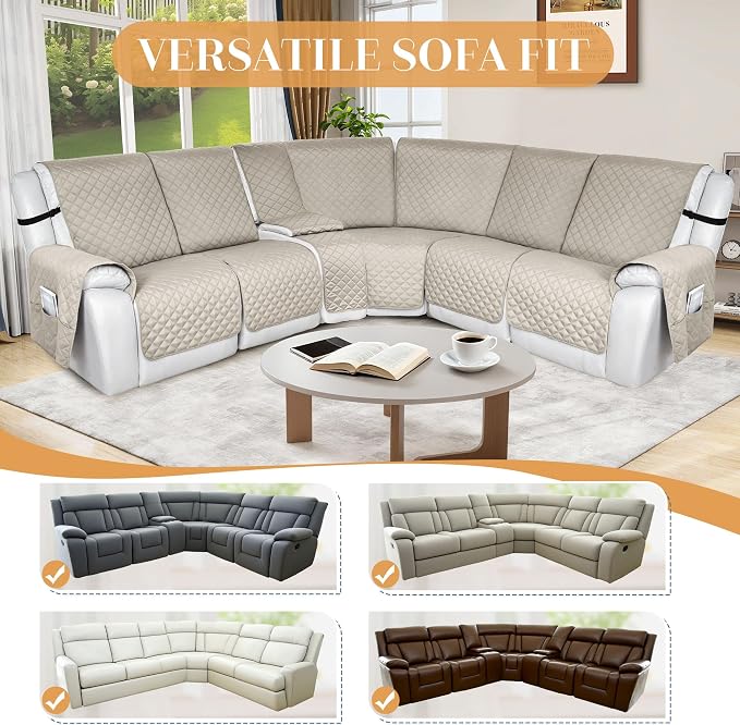 HDCAXKJ Reclining Sectional Couch Covers L Shape Recliner Sofa Middle Console - Image 3