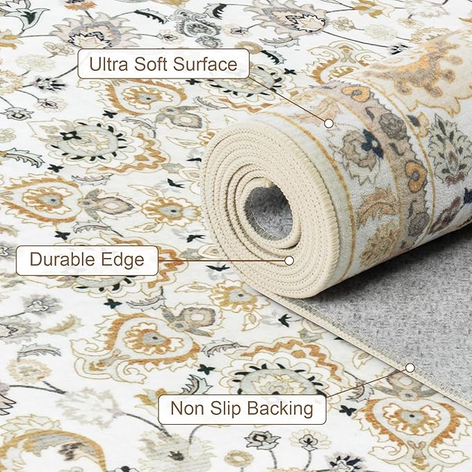 Area Rugs 10x12 Living Room Rug: Washable Rug Soft Vintage Boho Carpet Indoor - Image 7