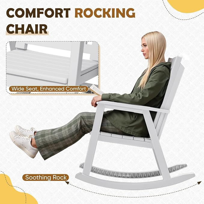 Greesum Set of 2 Outdoor Rocking Chair, Rust-Proof & UV-Resistant, Comfortable - Image 6