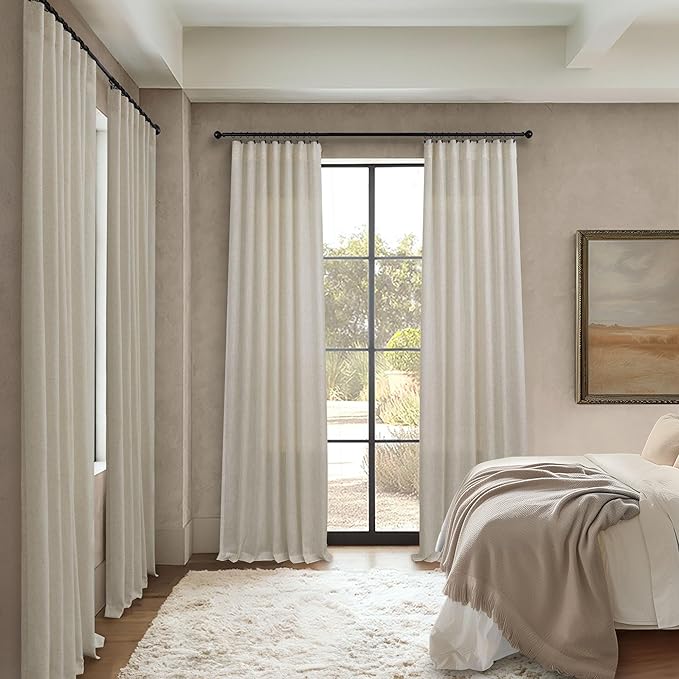 Pitalk Beige Sheer Curtains for Living Room 100 Inches Long 2 Panels Rod Pocket - Image 6