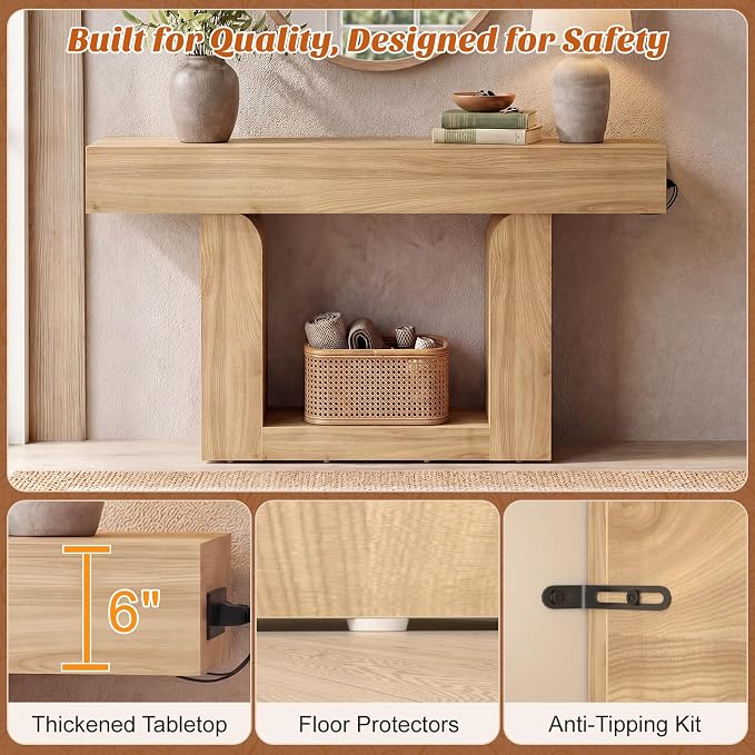 Homieasy Console Table, Farmhouse Wooden Sofa Table Behind Couch, Narrow - Image 6