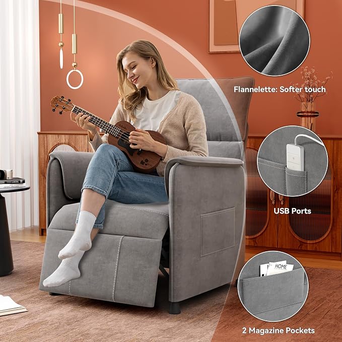 Recliner Chair，Electric Adjustable Chenille Recliner - Image 6