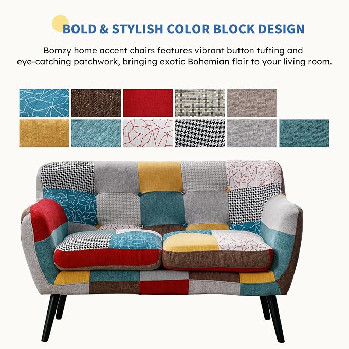 Bonzy Home Modern Colorful 3 Piece Coroful Fabric Sofa Set, Included Accent - Image 6