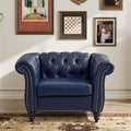 LEVNARY Chesterfield Armchair, Tufted Leather Accent Chair, Mid-Century Modern by LEVNARY