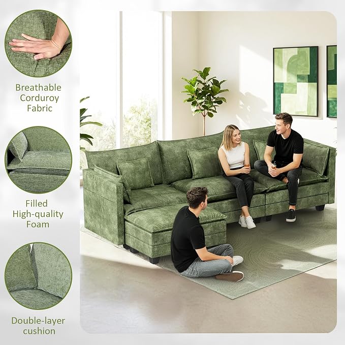 LEVELEVE 112.5" L-Shape Modular Sofa - Image 5