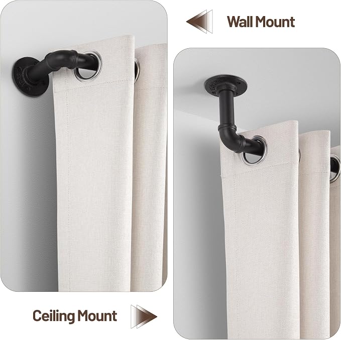 Zeerobee Curtain Rods for Windows 120 to 240, 1 Inch Industrial Wrap Around - Image 5