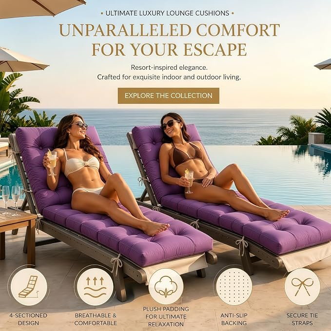 Chaise Lounge Cushion Outdoor, Waterproof Thick Patio Lounge Chair Cushion - Image 2