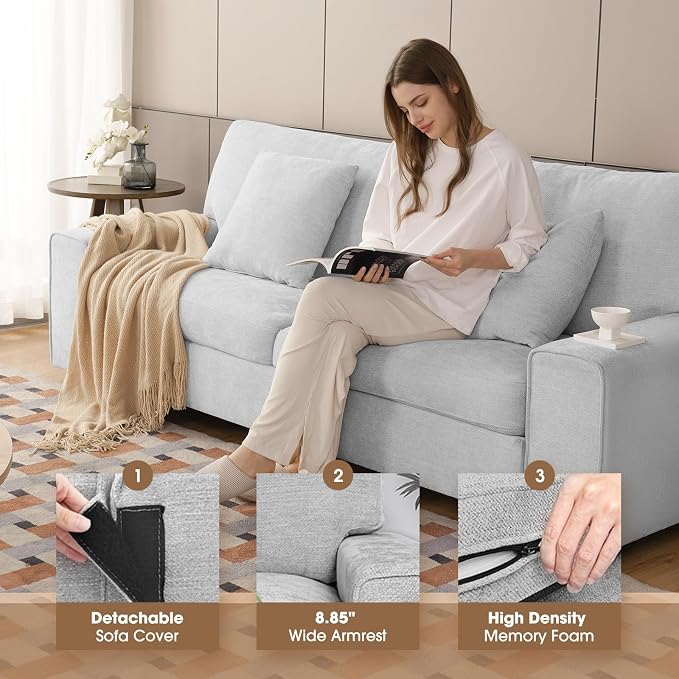 DOPEDIO Modern Loveseat Sofa for Living Room, Chenille Recliner, Removable Cover - Image 3