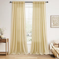 Nanspring Cream Yellow Linen Curtains 90 Inches Long by Nanspring