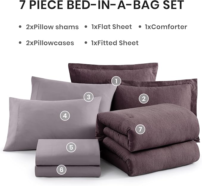 Monbix Super King Comforter Set, Italian Plum Cationic Dyeing Bedding Set - Image 7