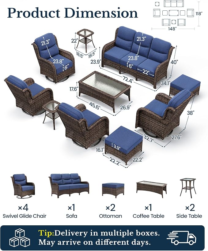 HILLGA 10-Piece Luxury Patio Furniture Set - Image 2