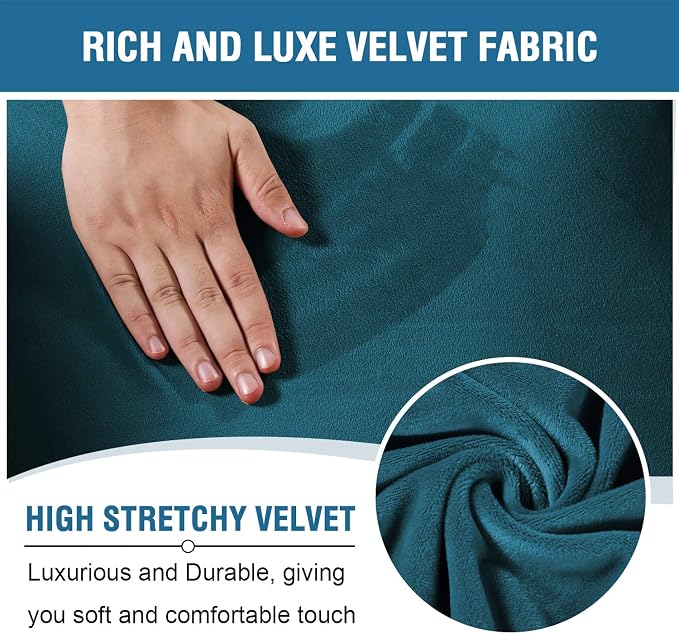 H.VERSAILTEX Velvet Stretch Recliner Couch Covers 6-Pieces Recliner Loveseat - Image 3