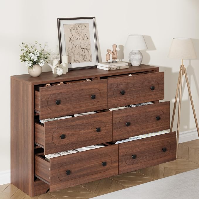 Garvee 6 Drawer Dresser for Bedroom, Wooden Mid Century Modern Chest of Drawers - Image 4