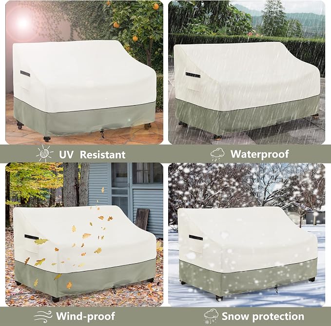 Outdoor 2-Seater Loveseat Cover, Patio Sofa Covers Fits up to 58W x 32.5D x 31H - Image 9