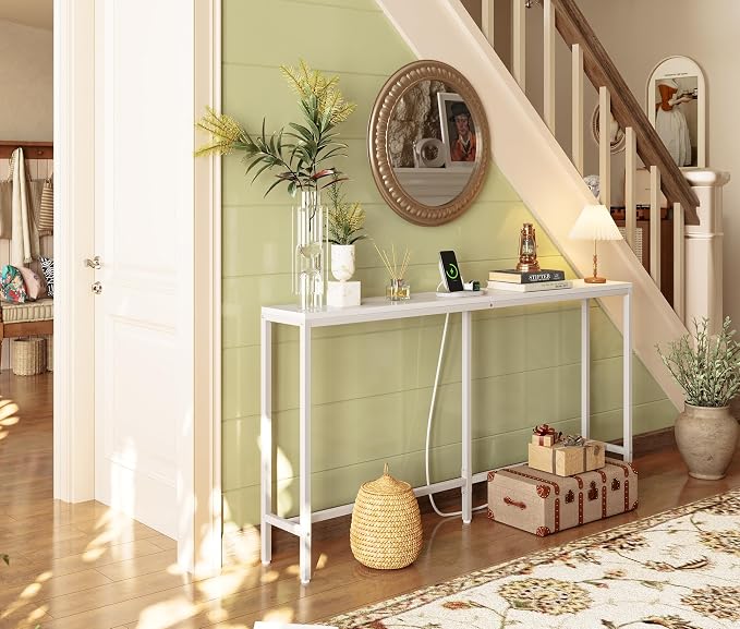 SUPERJARE Console Table with Outlet, 63 Inch Sofa Table with Charging Station - Image 7