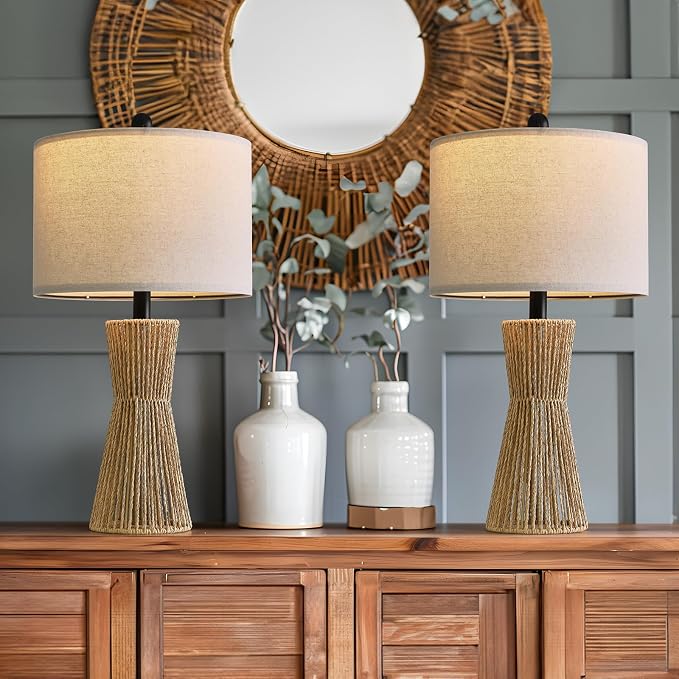 OYEARS 22.5" Table Lamps for Living Room, Boho Lamps Set of 2 for Bedrooms - Image 7