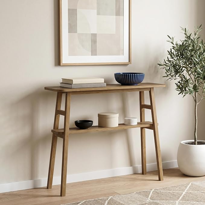 39.4" Solid Bamboo Entryway Console Table, Sofa Table Behind Couch, Narrow - Image 9