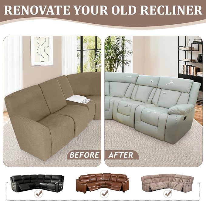 ALIECOM 100% Waterproof Recliner Sectional Couch Covers L Shape Stretch Corner - Image 7