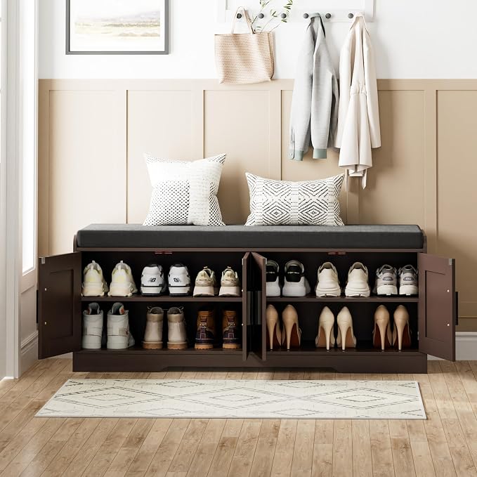 Homleke 2-Tier Storage Bench, Shoe Bench - Image 4