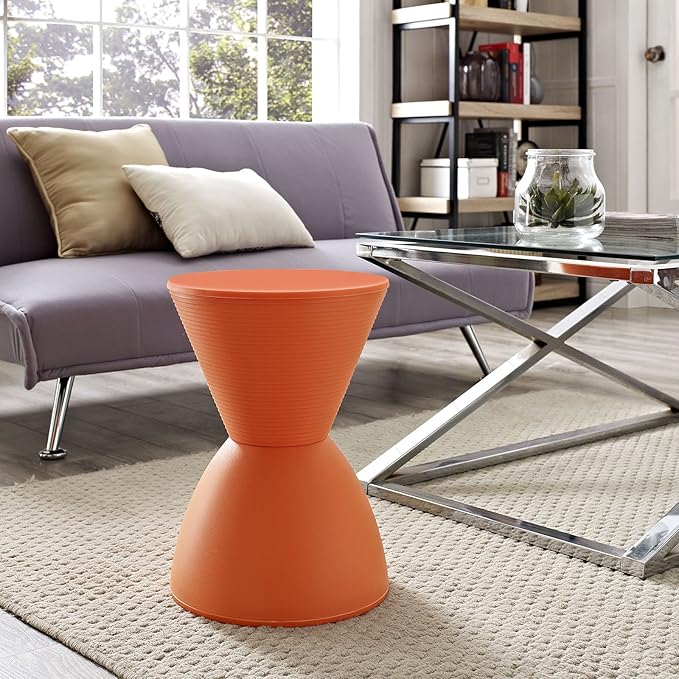 Modway Haste Contemporary Modern Hourglass Accent Stool in Orange by Modway