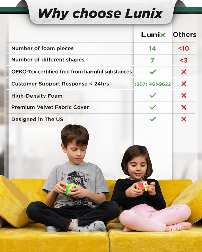 Lunix LX15 14pcs Modular Kids Play Couch, Child Sectional Sofa, Fortplay - Image 3