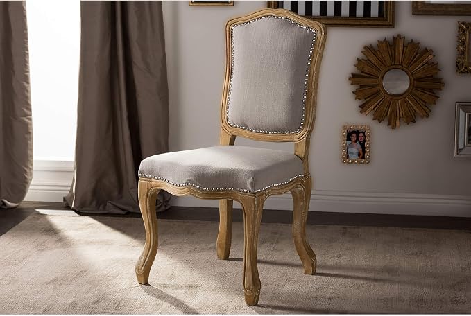 Baxton Studio Chateauneuf French Vintage Cottage Weathered Oak Linen - Image 2