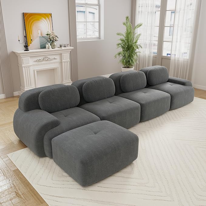 Boneless Sectional Couch, No Assembly Required, 152.7” L Shaped Modular Cloud by ModonChicSofasCouches