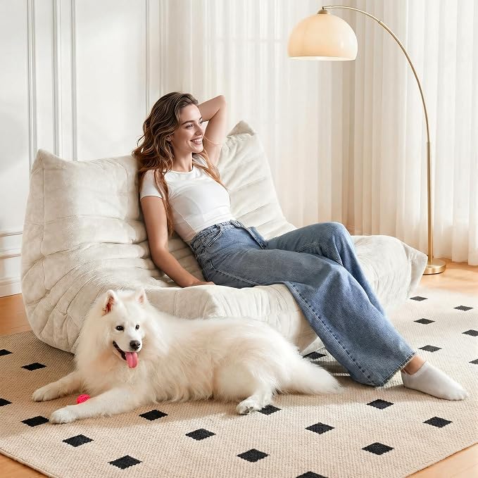 Bean Bag Chair, 2 Seater Lazy Bean Bag Sofa Memory Foam Couch, Giant Bean Bag - Image 2