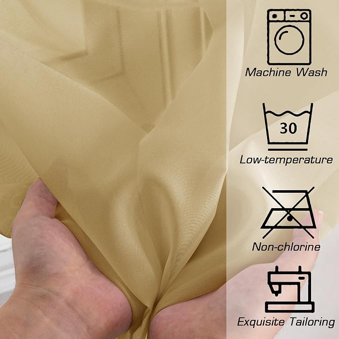 Simplebrand Gold Short Sheer Curtains 45 Inch Length - Image 7