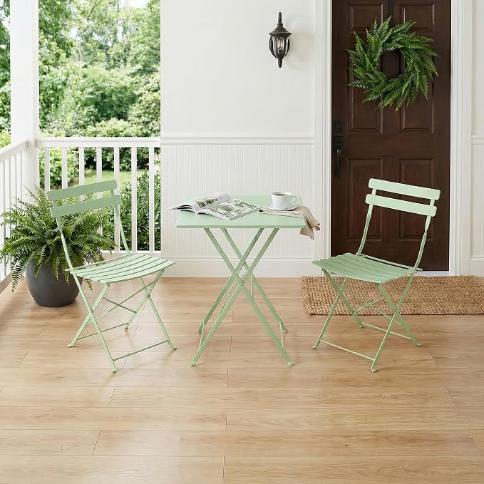 GarveeLife 3 Piece Patio Bistro Set, Folding Patio Bistro Table and Chairs Set - Image 7