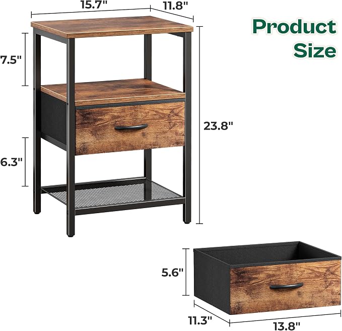 Huuger Nightstand Set of 2, Night Stand - Image 3
