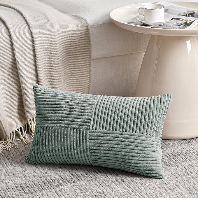 Fancy Homi 2 Packs Grey Blue Lumbar Decorative Throw Pillow Covers 14x22 Inch - Image 2