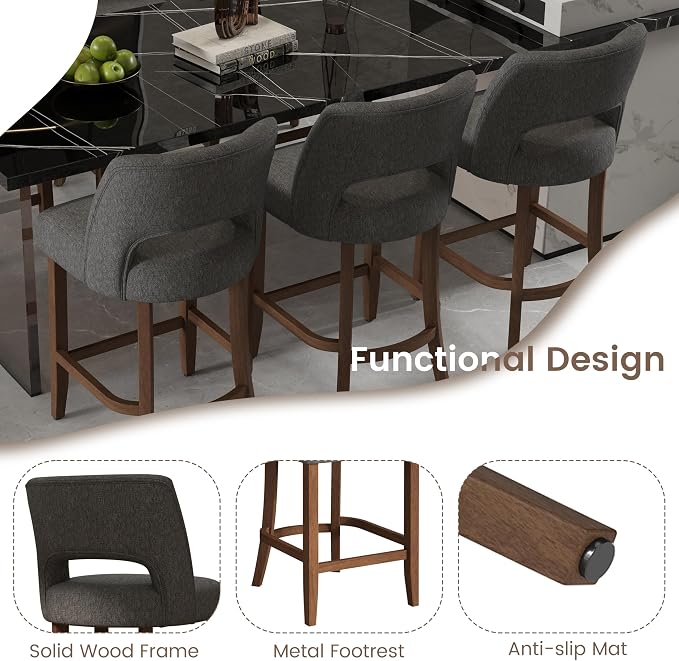 VKNOW Bar Stools Set of 4, Modern Counter Stools - Image 7